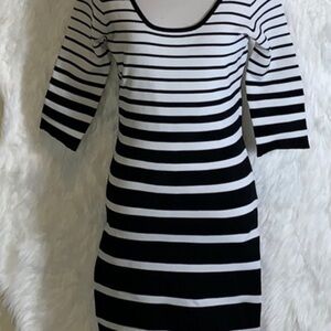 Betsey Johnson Black and White 3/4 Sleeve Dress